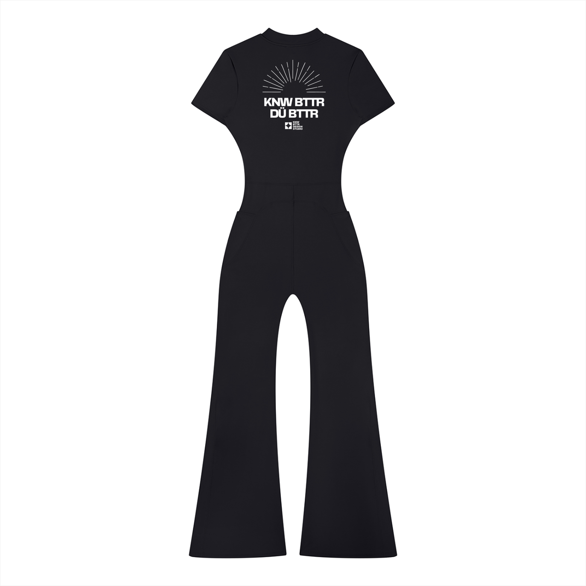 KNW BTTR Flared Leg Quarter-Zip Jumpsuit