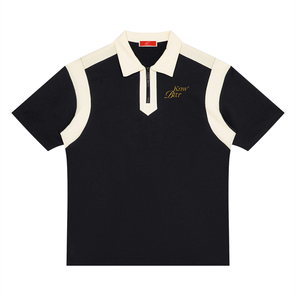 Unisex Color Block Quarter Zip Polo Shirt